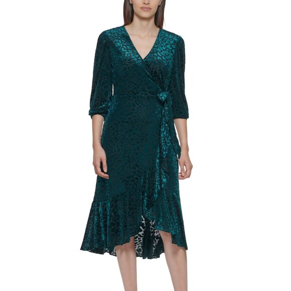 Calvin Klein Petite Animal-Print Velvet Burnout Dress - Picture 1 of 3